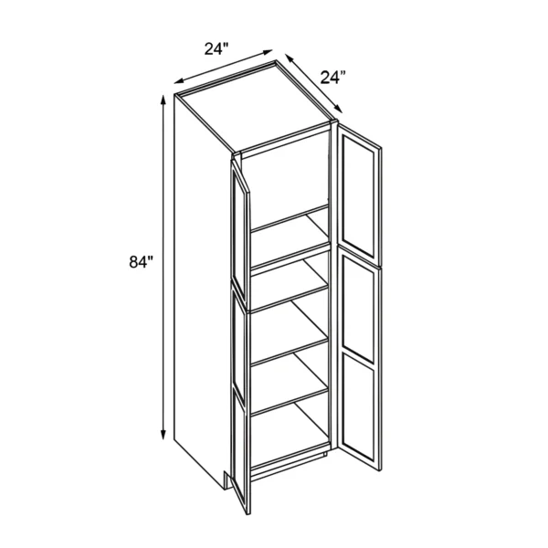 Pantry Cabinet 2 Door 4 Shelves 24" W x 84" H x 24" D